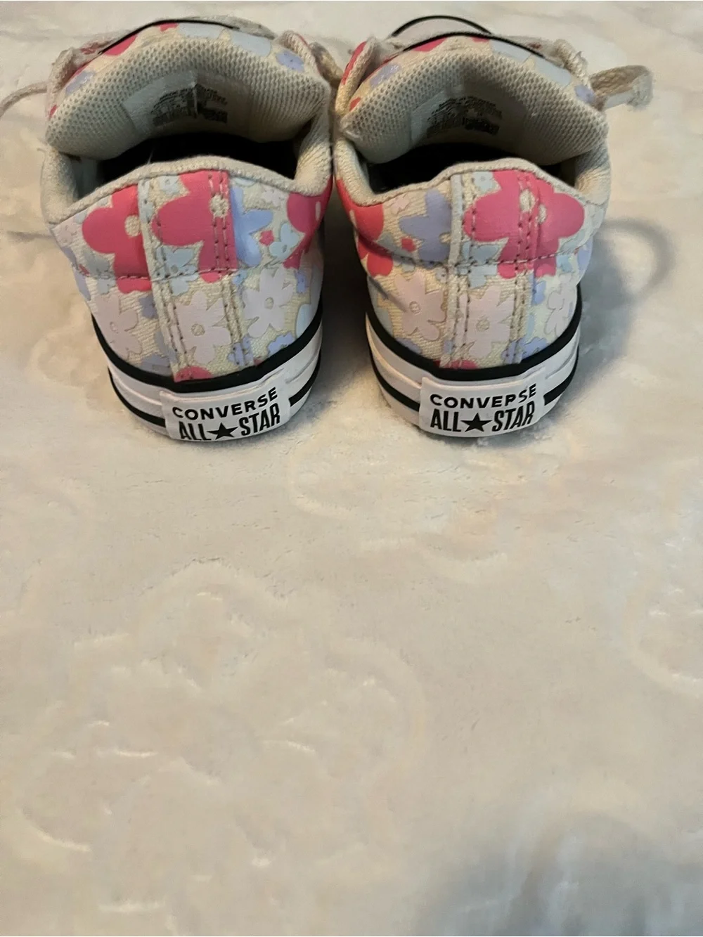 Converse Kids' Pink and Light Blue Floral Low-Top Sneakers